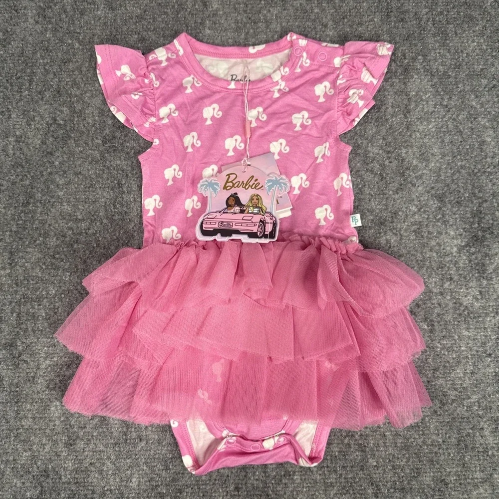 Posh Peanut Barbie Ruffled Cap Sleeve Tulle Dress 12-18 Months Pink NEW